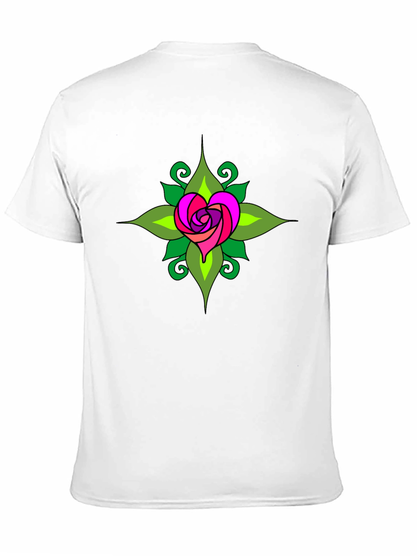 Heart Rose Mandala Black T-Shirt
