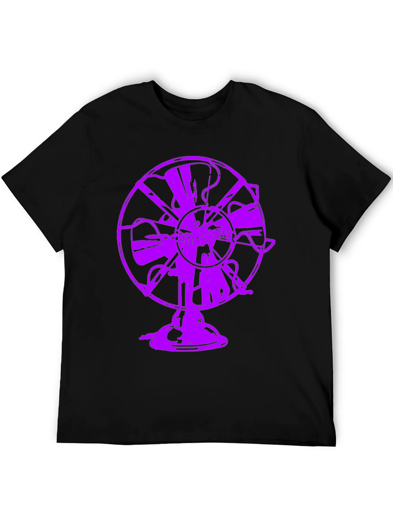 Purple Fan Graphic Tee - Unique Black T-Shirt