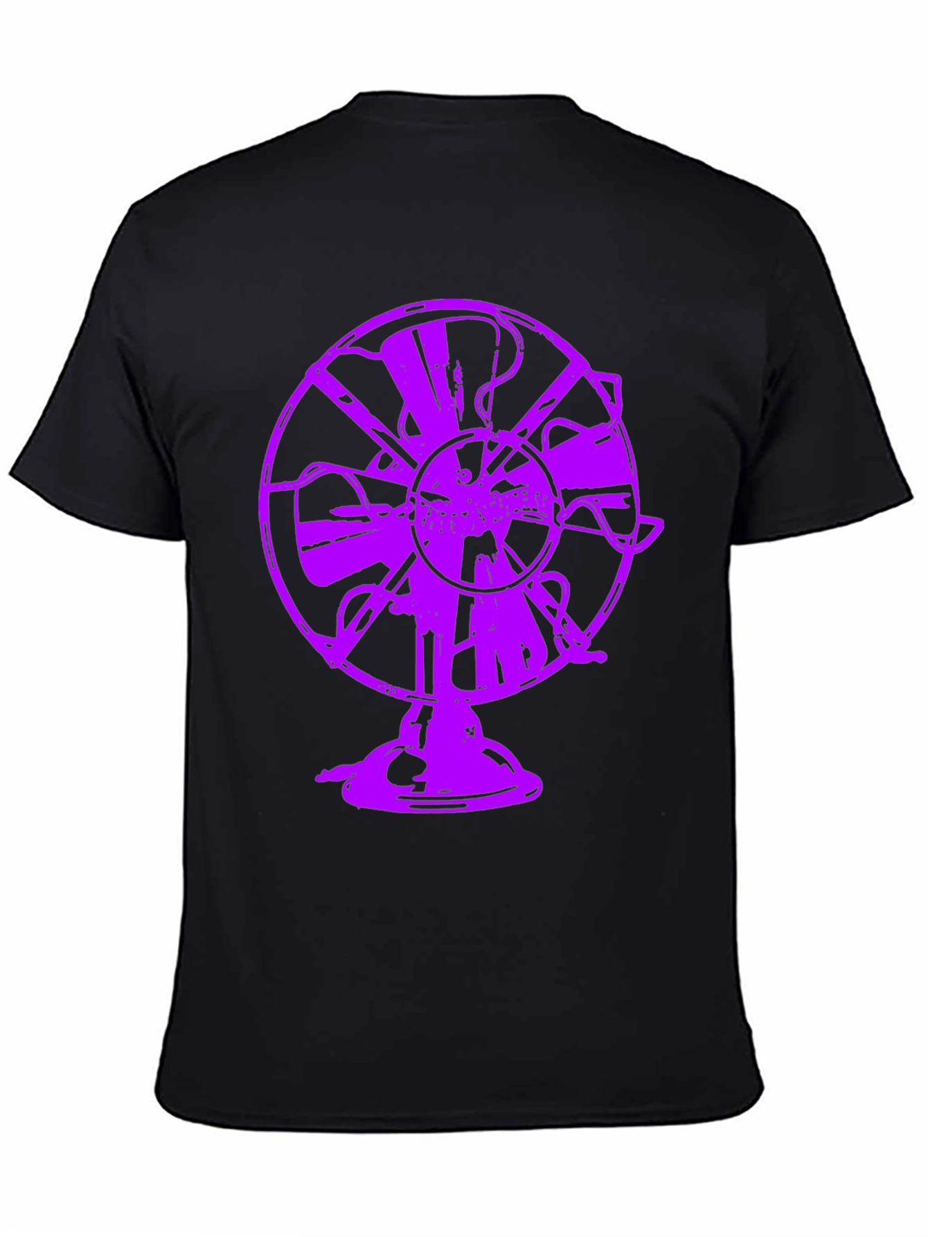 Purple Fan Graphic Tee - Unique Black T-Shirt