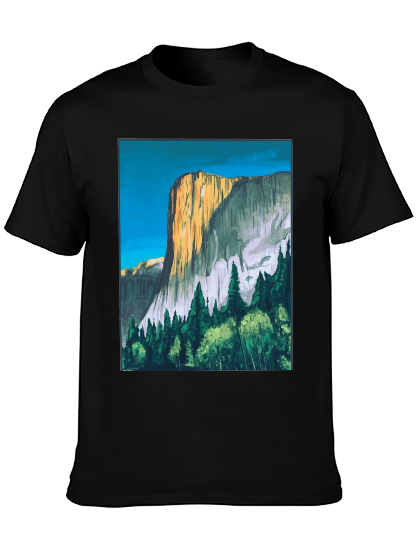 Mountain Vista Graphic Tee - Black Cotton T-Shirt